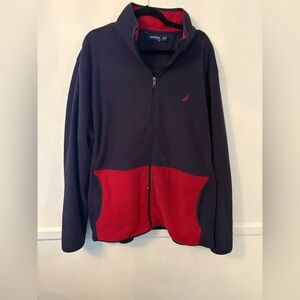 Nautica Men’s Fullzip Fleece Jacket -Navy/Maroon-Pockets-Sz XXL